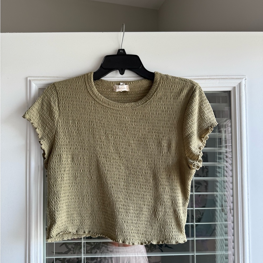 Altar'd State Textured Khaki Crop Top